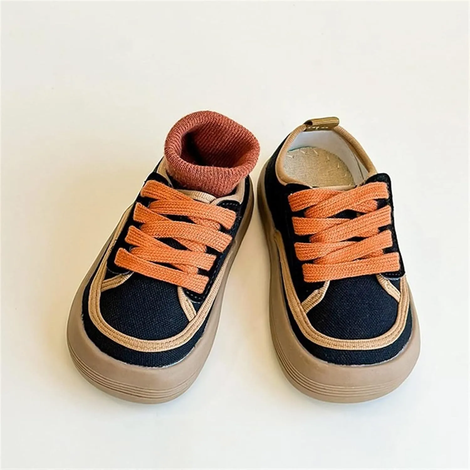 Little Kid Boy Girl Slip On Canvas Sneakers Lace Up Lowtop Casual Lightweight Comfortable Non-Slip Soft Sole Shoes