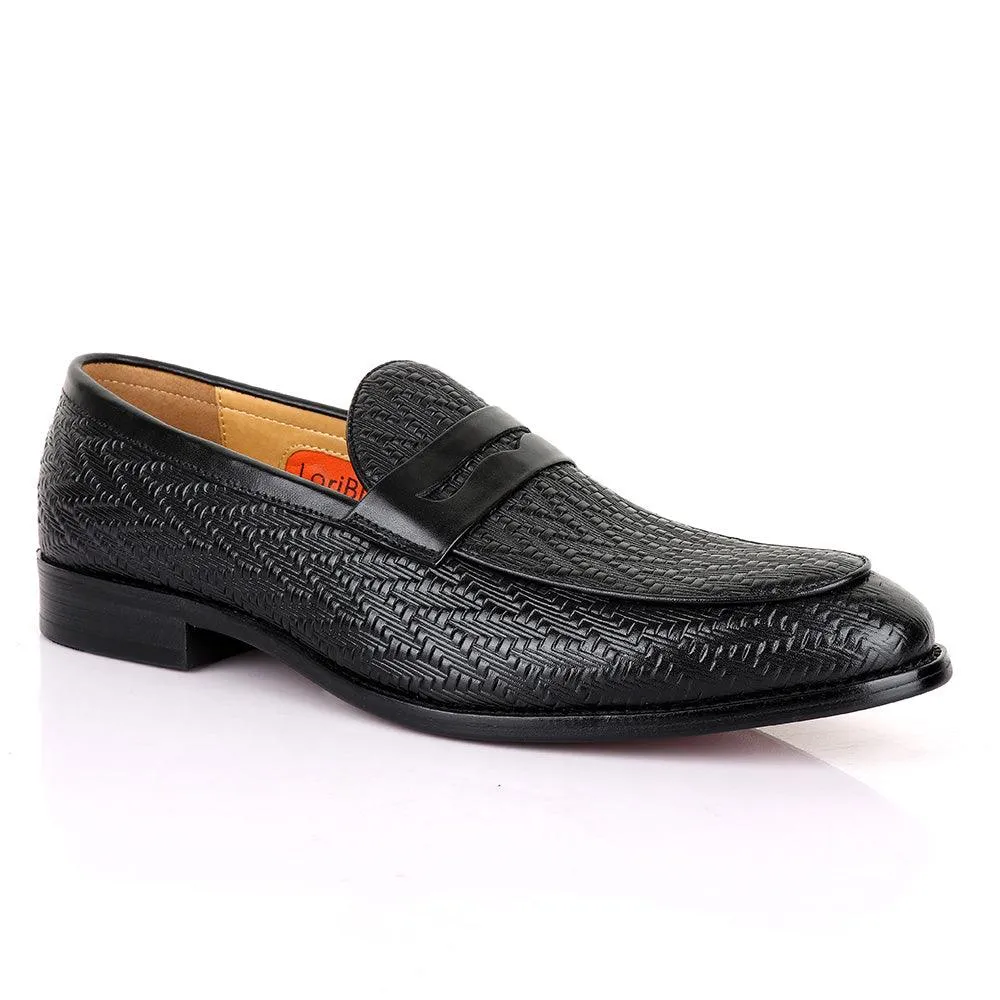 LoriBlu Pattern Black Formal Leather Shoe