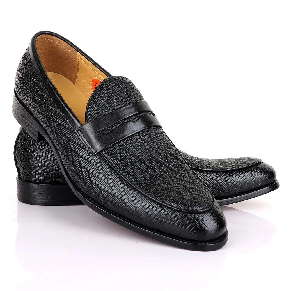 LoriBlu Pattern Black Formal Leather Shoe