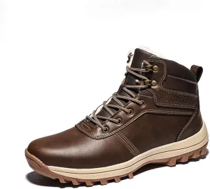 Men Warm Snow Boots Soft Sole Fur Lined Waterproof Winter Ankle Hiking Climbing Walking Booties