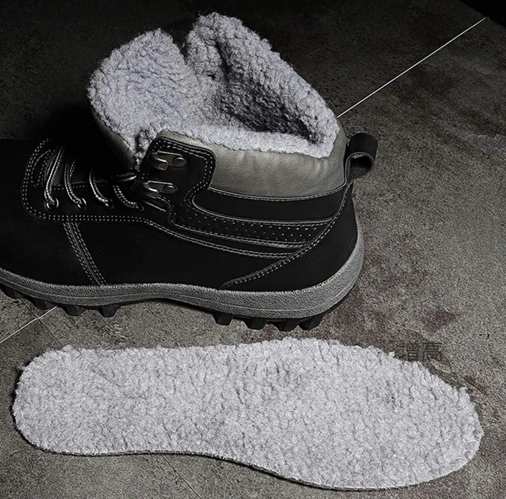Men Warm Snow Boots Soft Sole Fur Lined Waterproof Winter Ankle Hiking Climbing Walking Booties