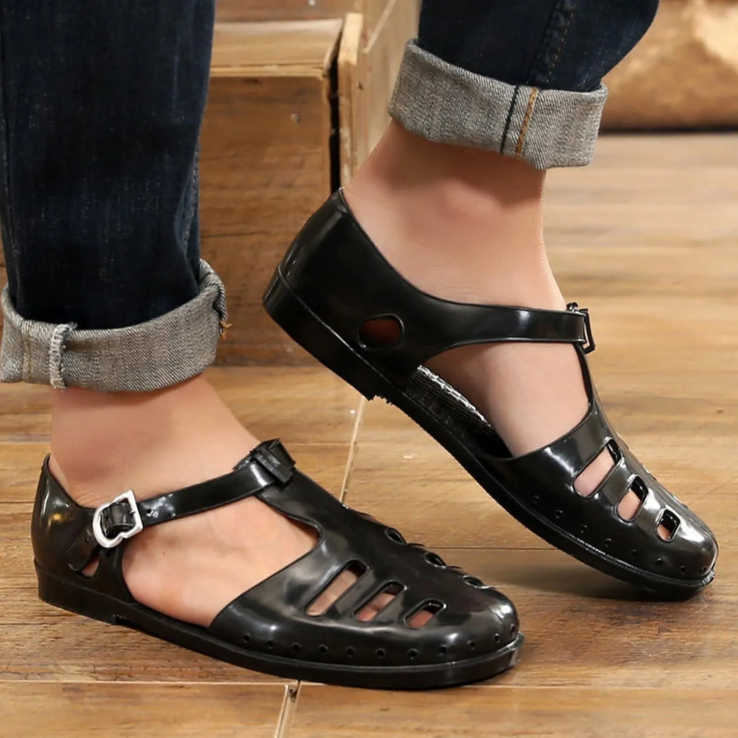 Men'S Baotou Fashion Men'S Sandals Retro Old Plastic Breathable Shoes Strap Men Sandals