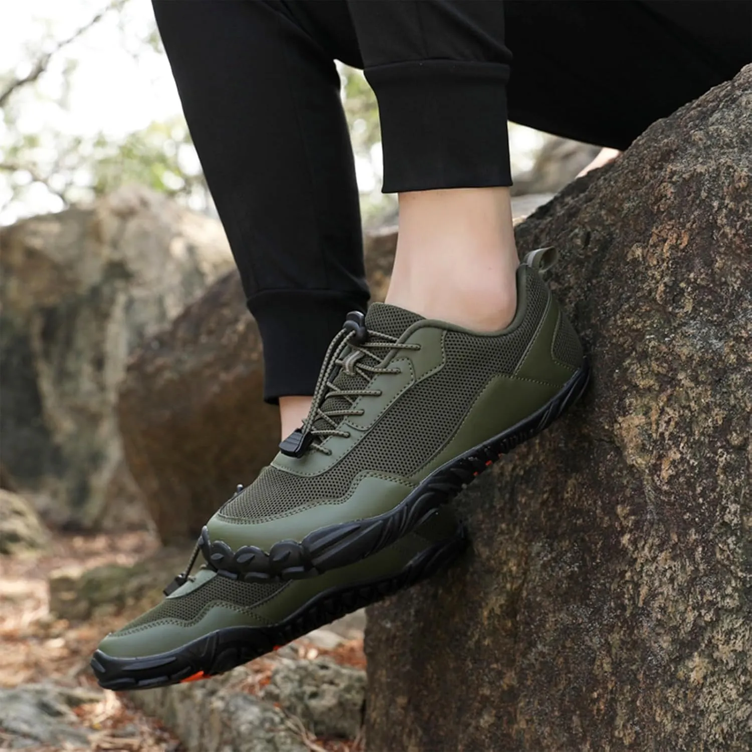 Men's Barefoot Shoes Minimalist Wide Toe Trail Running Shoes Breathable Cross Training Shoe for Gym Climbing Hiking