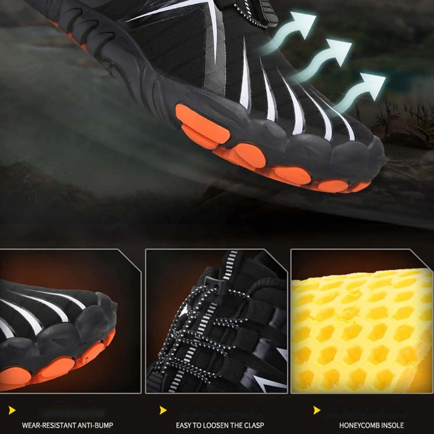 Mens Breathable Hiking Shoes, Non Slip Breathable Lightweight Athletic Tennis Running Shoes, for Cross-Country Climbing