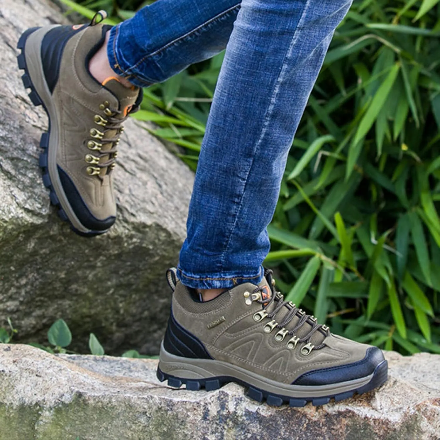 Men's Hiking Boots Low-top Spoty Travel Non-Slip Climbing Trekking Trail Shoes for Women