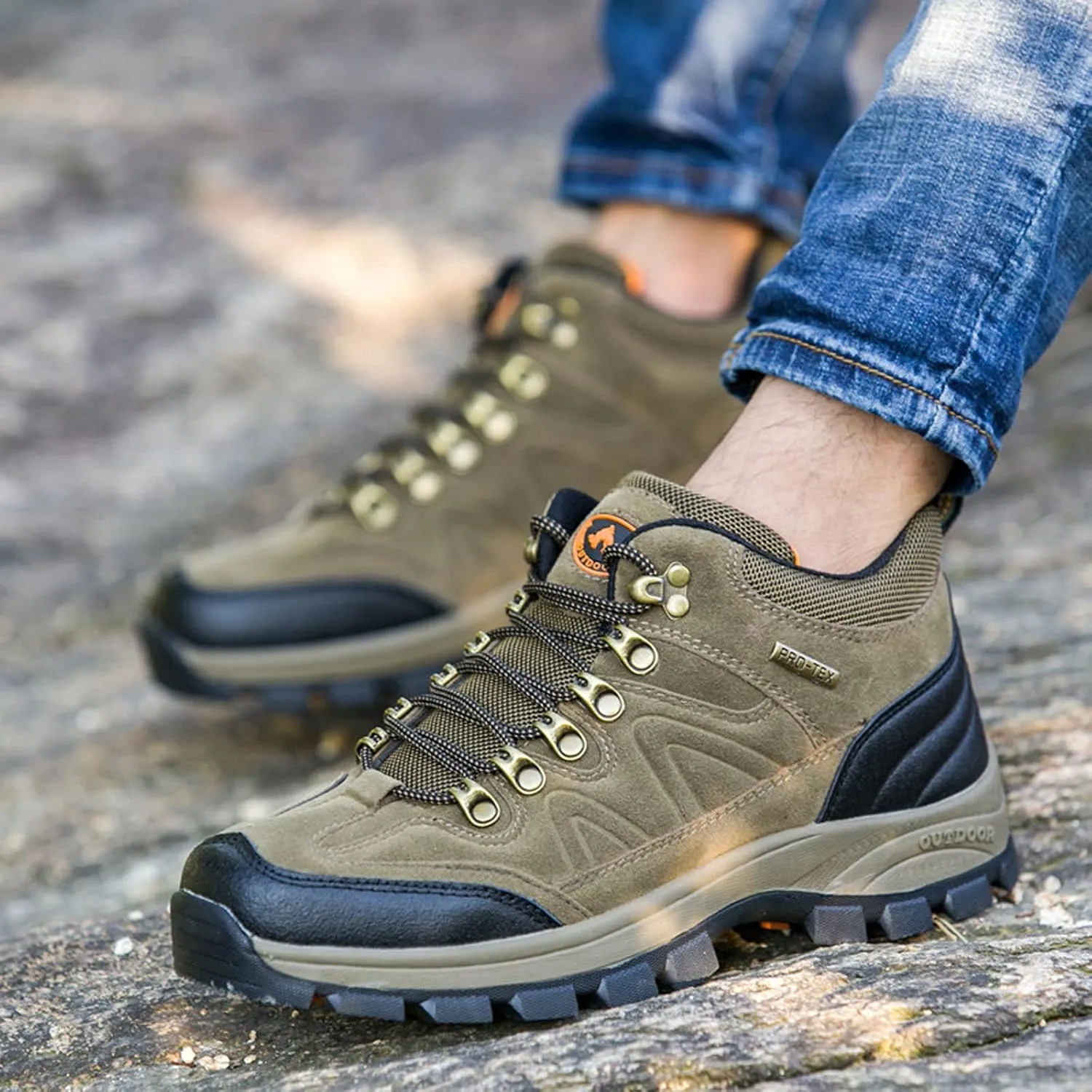 Men's Hiking Boots Low-top Spoty Travel Non-Slip Climbing Trekking Trail Shoes for Women