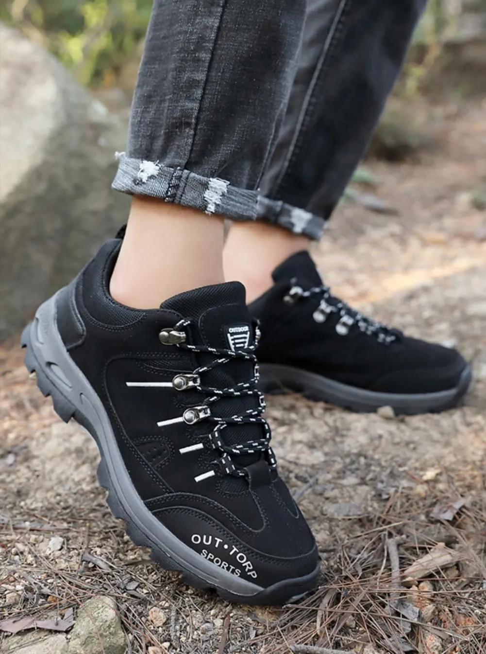 Mens Hiking Shoes Non-Slip Hiking Boots Mens Extra Wide Fit Hiking Shoes Thick Sole Shock Outdoor Climbing Walking Camping Size 6-12
