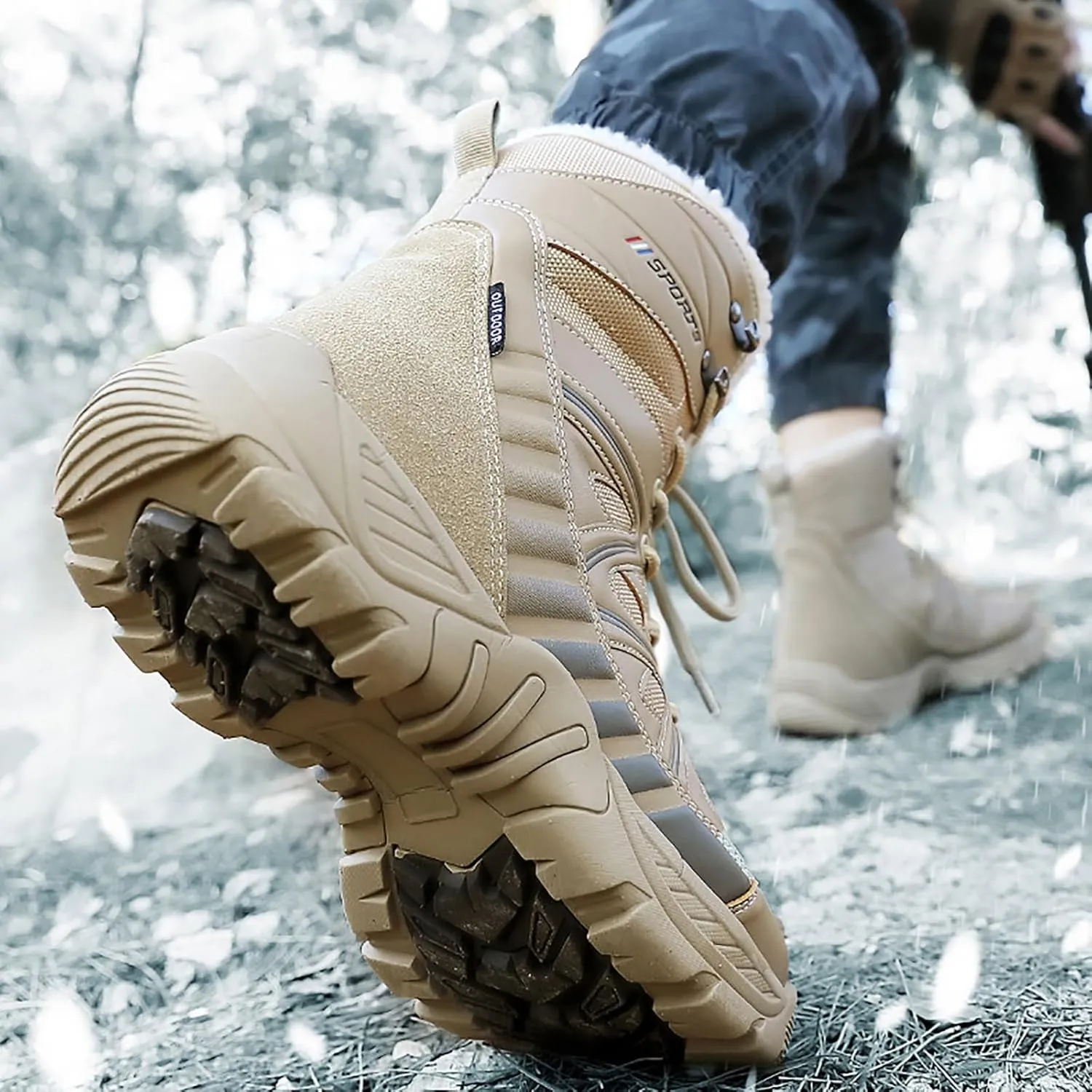 Men's Lace Up Breathable High Top Boots Waterproof Tactical Boots Military Army Outdoor Shoes For Hiking Climbing