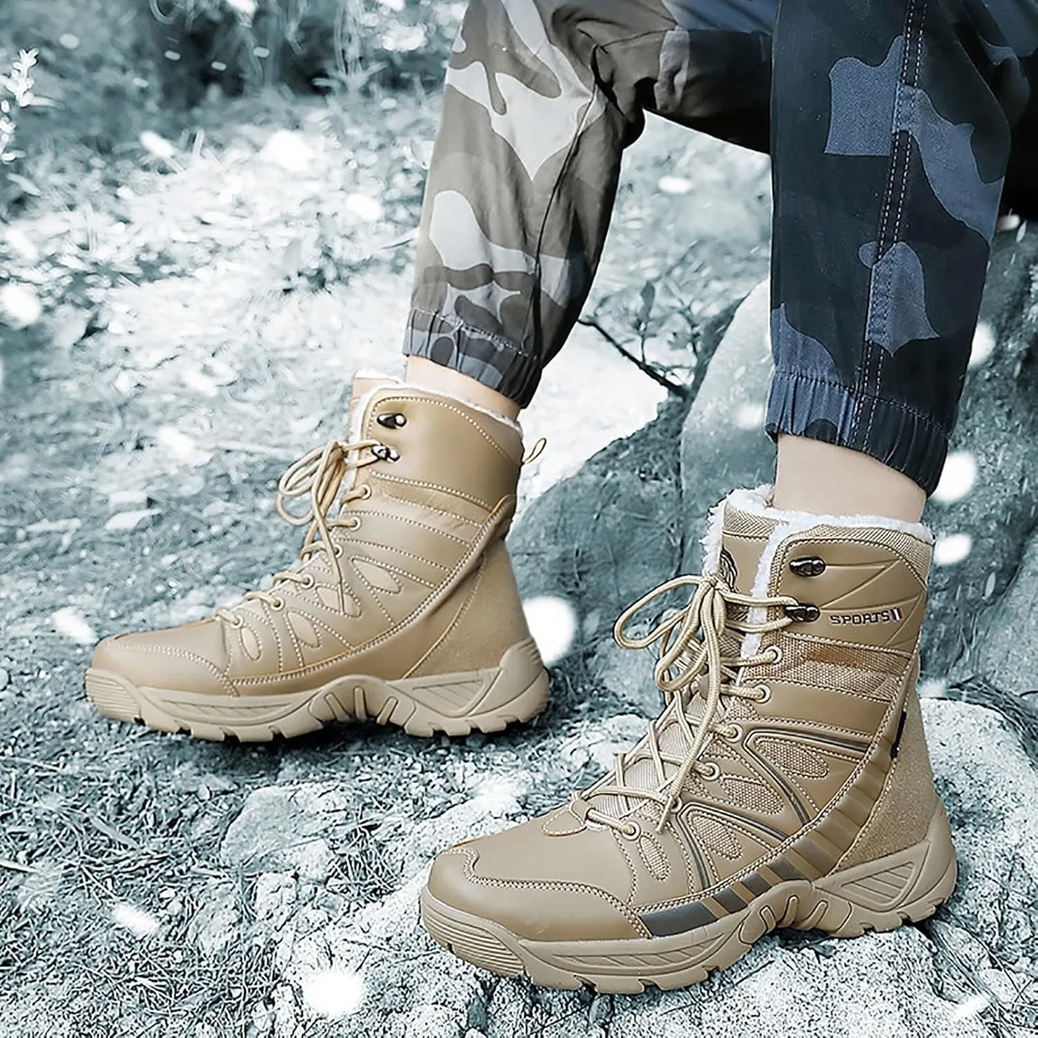 Men's Lace Up Breathable High Top Boots Waterproof Tactical Boots Military Army Outdoor Shoes For Hiking Climbing
