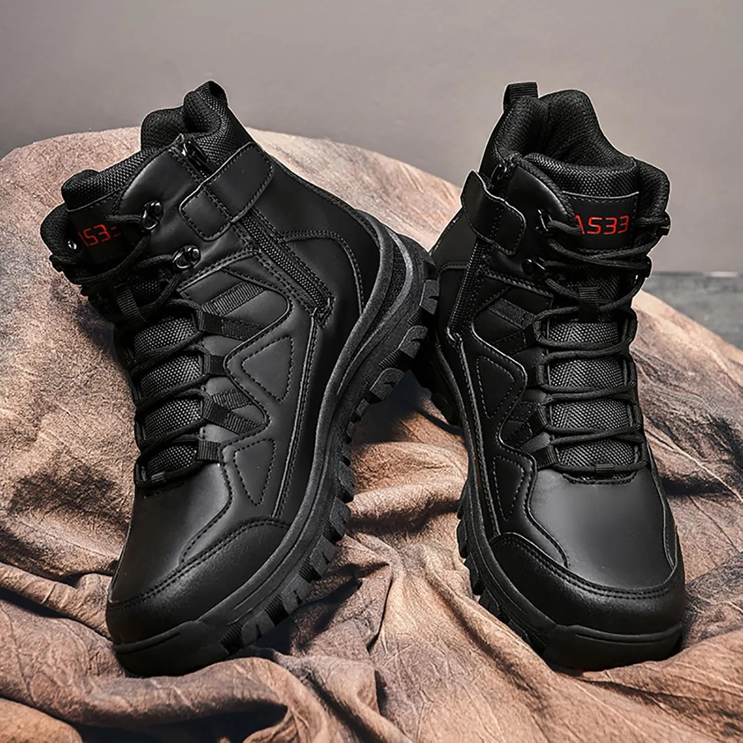 Men's Lace Up Breathable High Top Boots Waterproof Tactical Boots Military Army Outdoor Shoes For Hiking Climbing