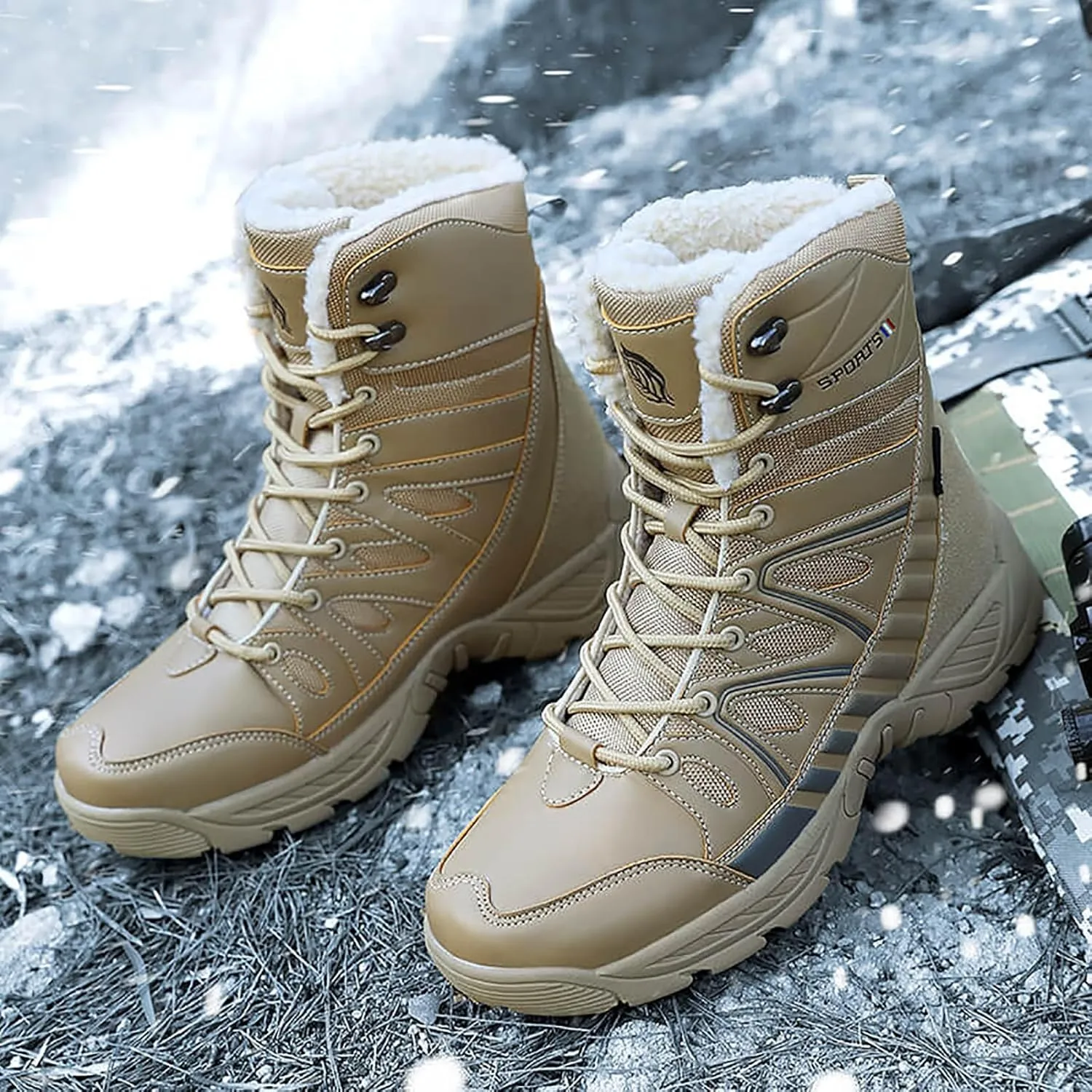 Men's Lace Up Breathable High Top Boots Waterproof Tactical Boots Military Army Outdoor Shoes For Hiking Climbing