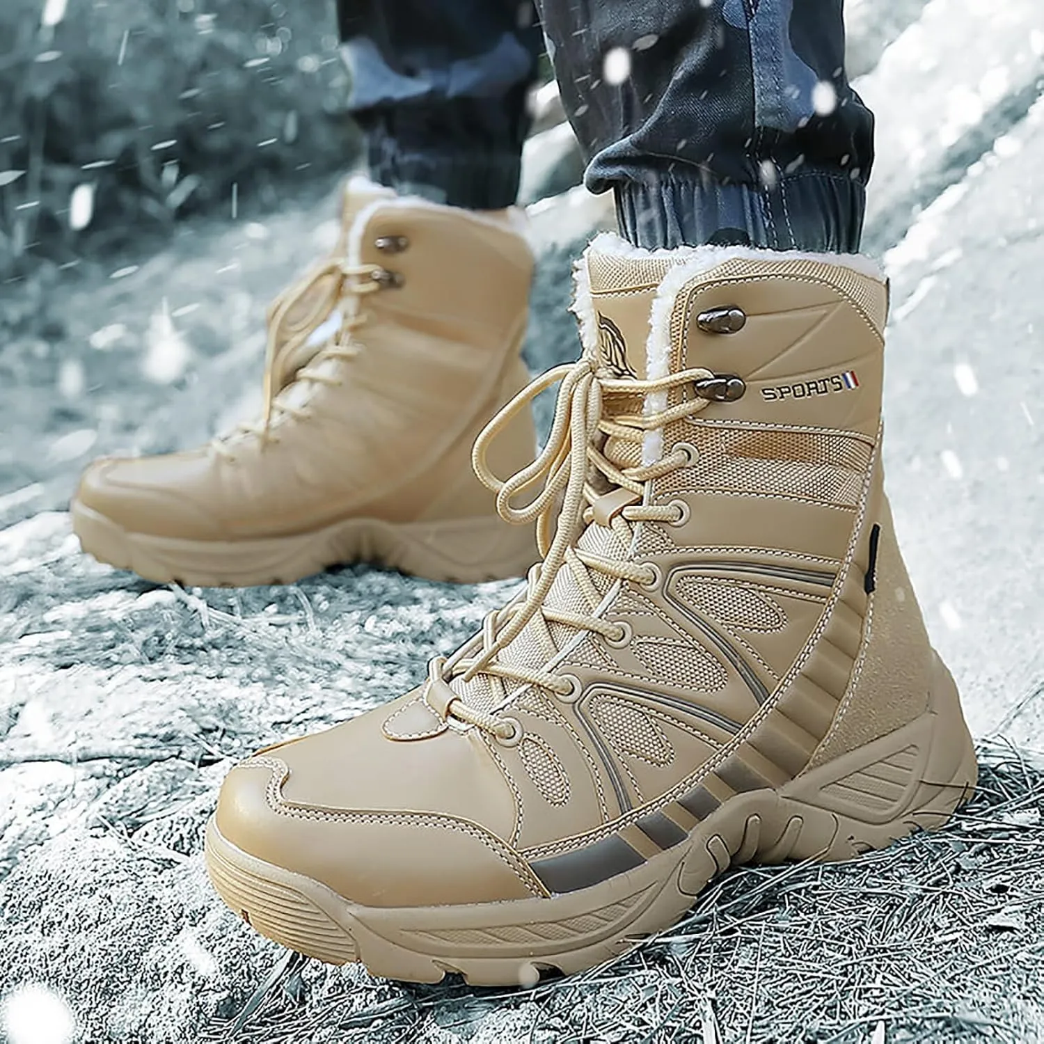 Men's Lace Up Breathable High Top Boots Waterproof Tactical Boots Military Army Outdoor Shoes For Hiking Climbing