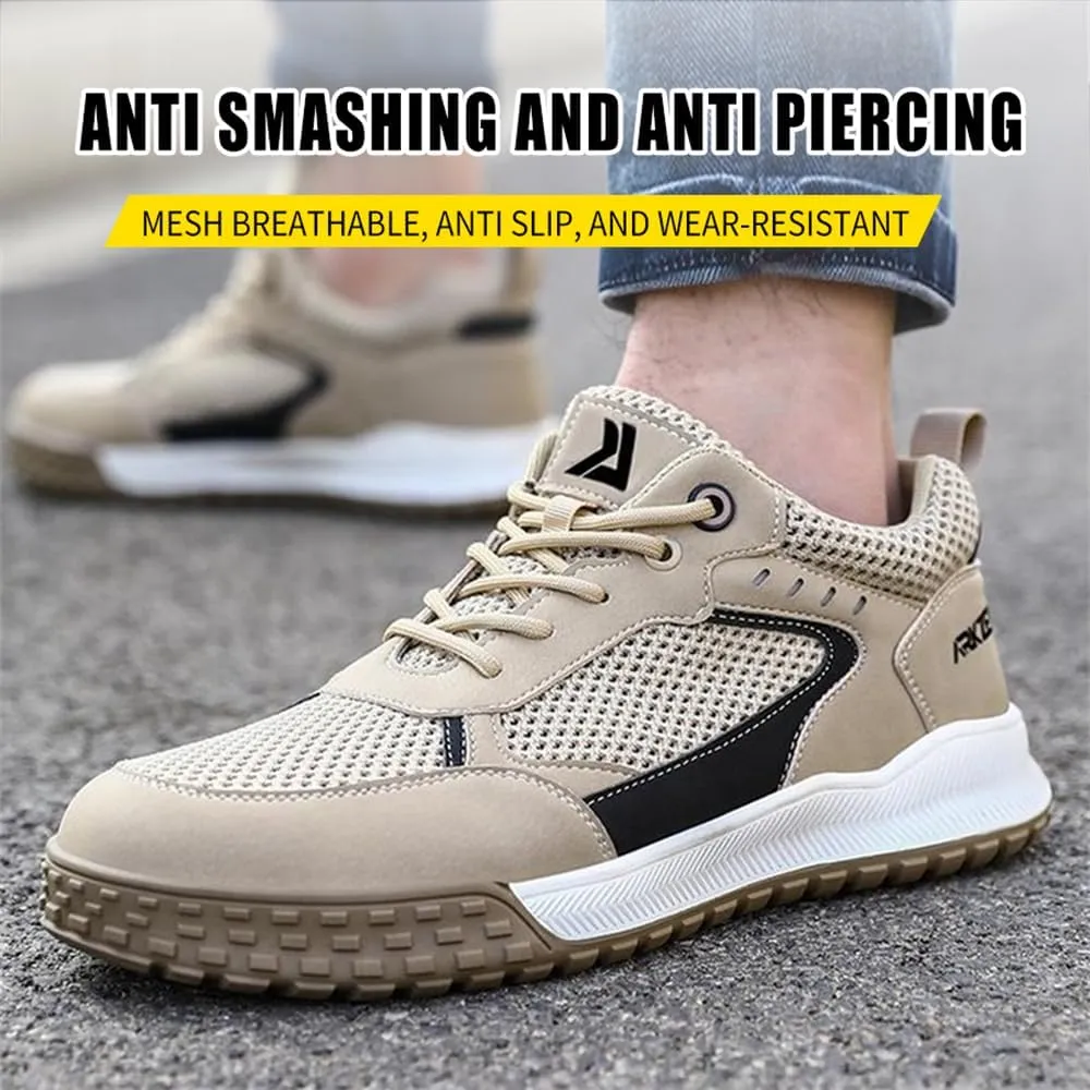 Men's Non-Slip Work Boots for Industrial Construction,Puncture-Proof Safety Shoes Summer Breathable Comfortable wear-Resistant Safety Shoes