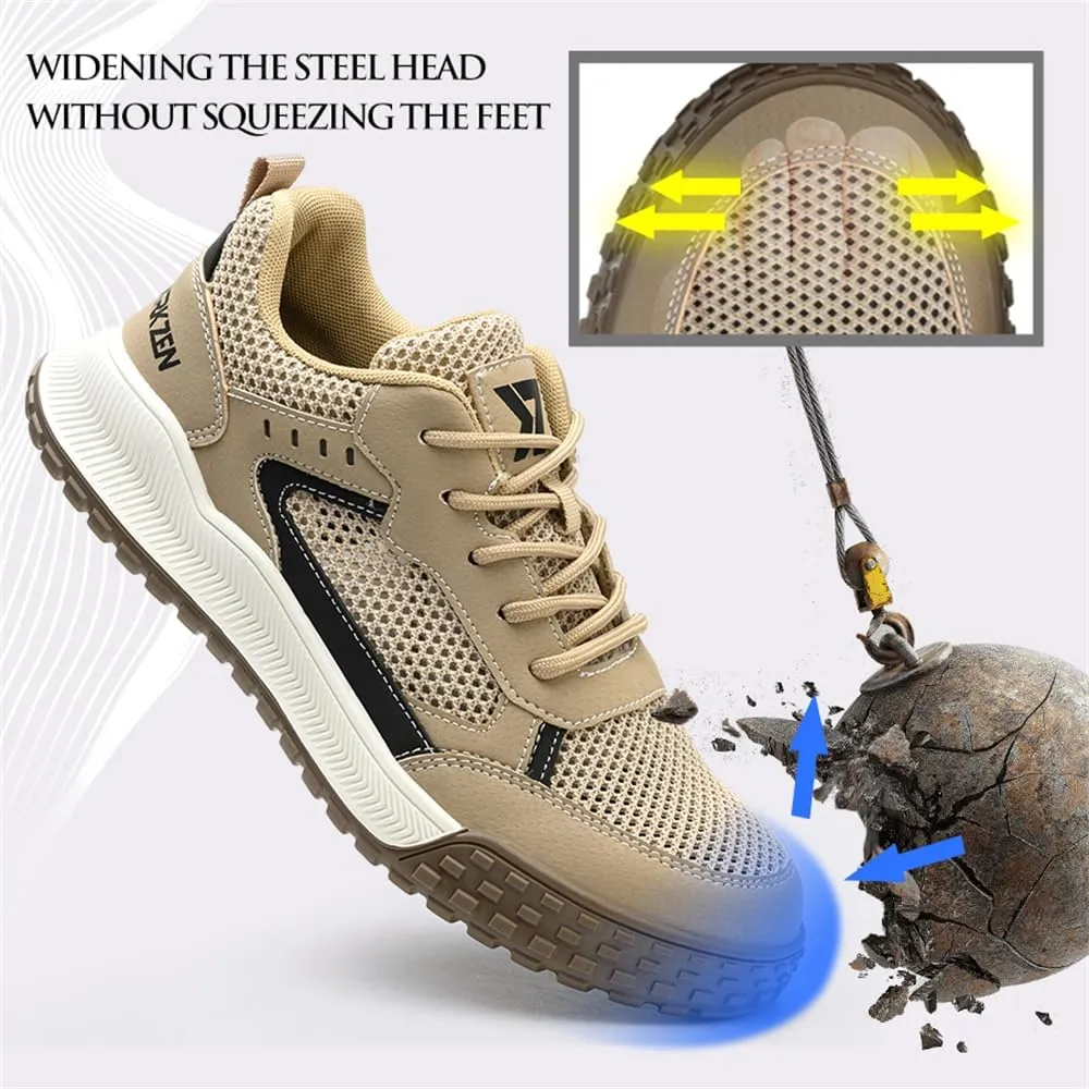 Men's Non-Slip Work Boots for Industrial Construction,Puncture-Proof Safety Shoes Summer Breathable Comfortable wear-Resistant Safety Shoes