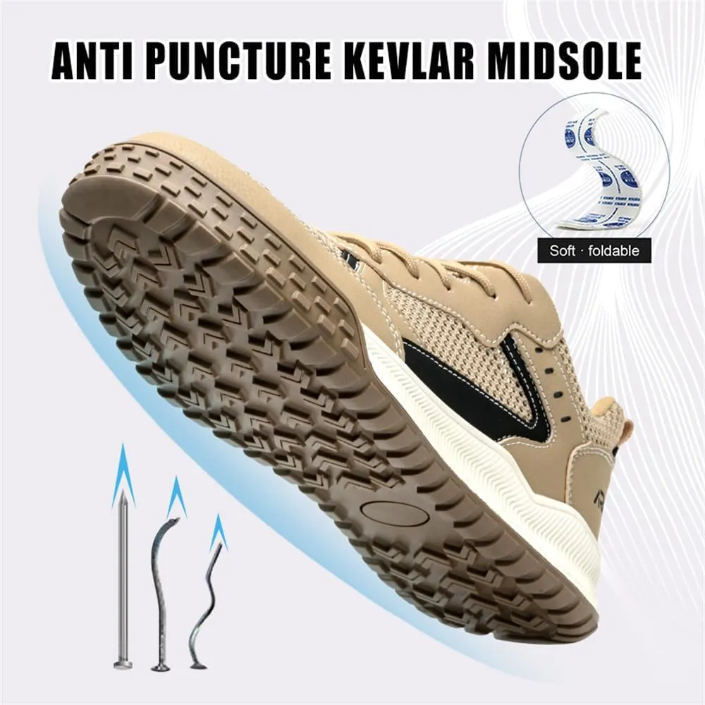 Men's Non-Slip Work Boots for Industrial Construction,Puncture-Proof Safety Shoes Summer Breathable Comfortable wear-Resistant Safety Shoes
