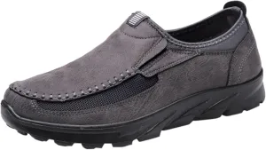 Men's Waterproof Hiking Shoes Slip On Leather Non Slip Outdoor Walking Climbing Casual Loafers Comfortable Work Business Shoes for Men All Day Workout Long Standing