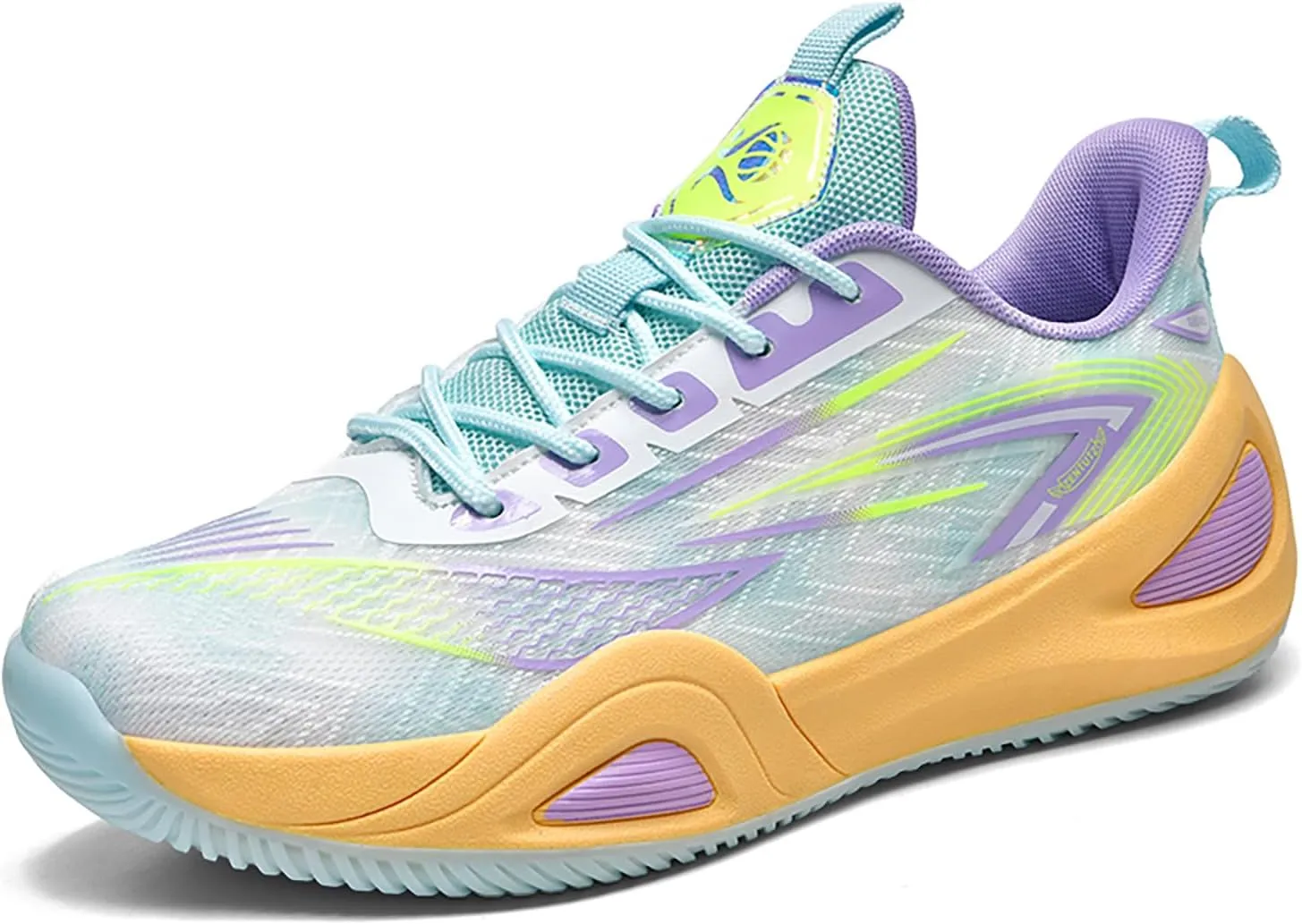 Men's Women's High-Top Basketball Shoes - Breathable Mesh with Cushioned Midsole & Non-Slip Rubber Outsole, Vibrant Split-Color Design Sport Shoes, Indoor/Outdoor Court Sneakers