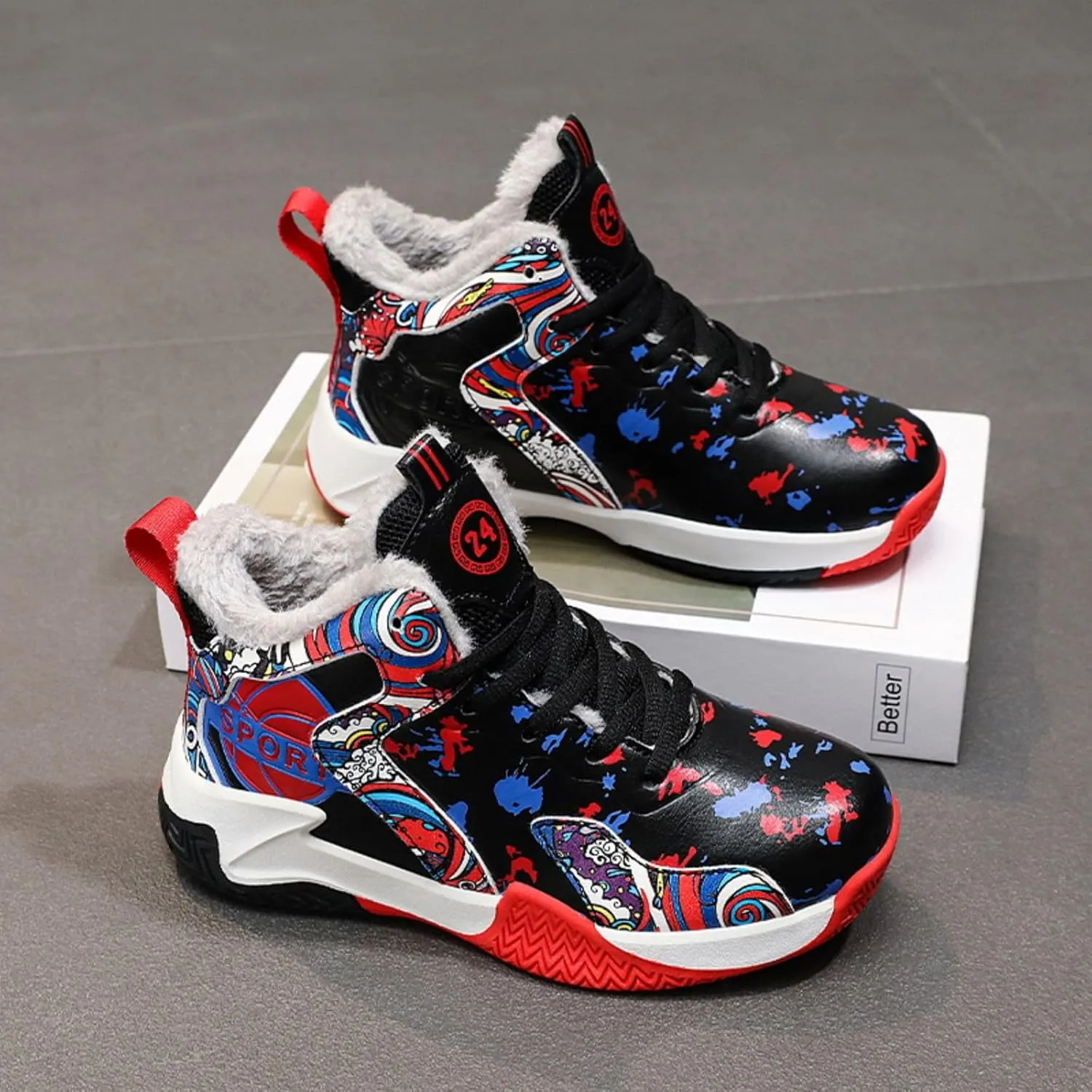 New Plush Fashion Children's Basketball Shoes