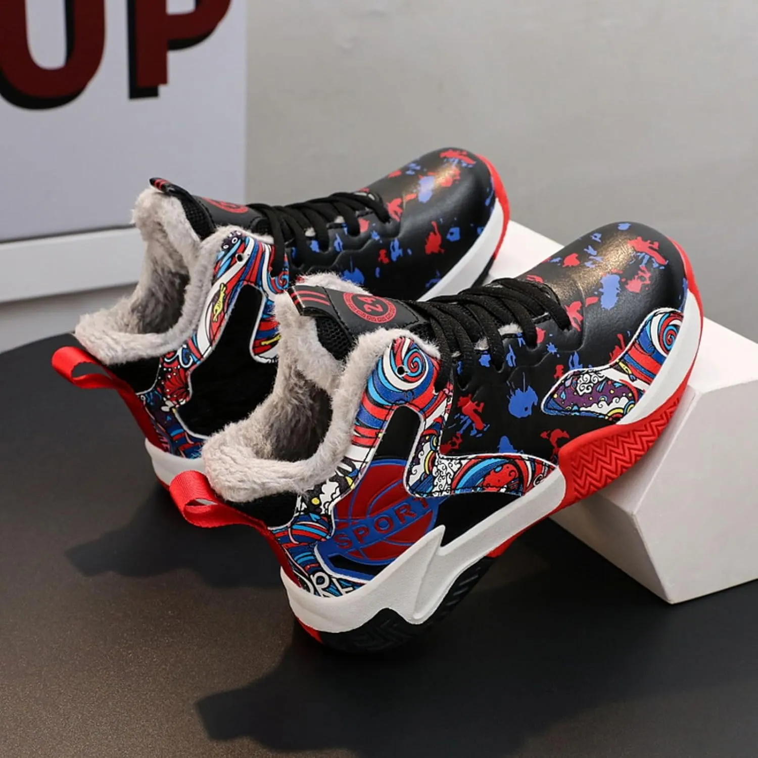New Plush Fashion Children's Basketball Shoes