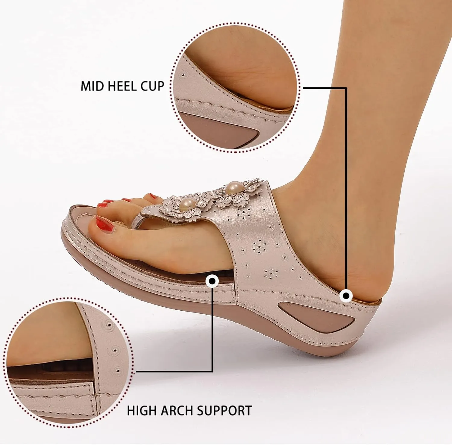 Orthopedic Sandals for Women Plantar Fasciitis Orthopedic Flip Flop Slippers Shose Woman Sandals Orthopedic Women's Slippers with Arch Support High Top Orthopedic Walking Sandals Women Comfort Wide