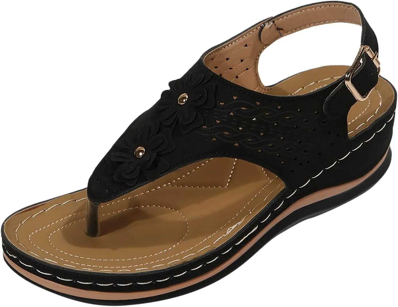 Orthopedic Sandals with Flowers for Women Dressy Summer Orthopedic Wedge Sandals for Women Womans Sandals with Arch Support Orthopedic Womens Sandals with Arch Support Black Casual Summer Shoes