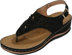 Orthopedic Sandals with Flowers for Women Dressy Summer Orthopedic Wedge Sandals for Women Womans Sandals with Arch Support Orthopedic Womens Sandals with Arch Support Black Casual Summer Shoes