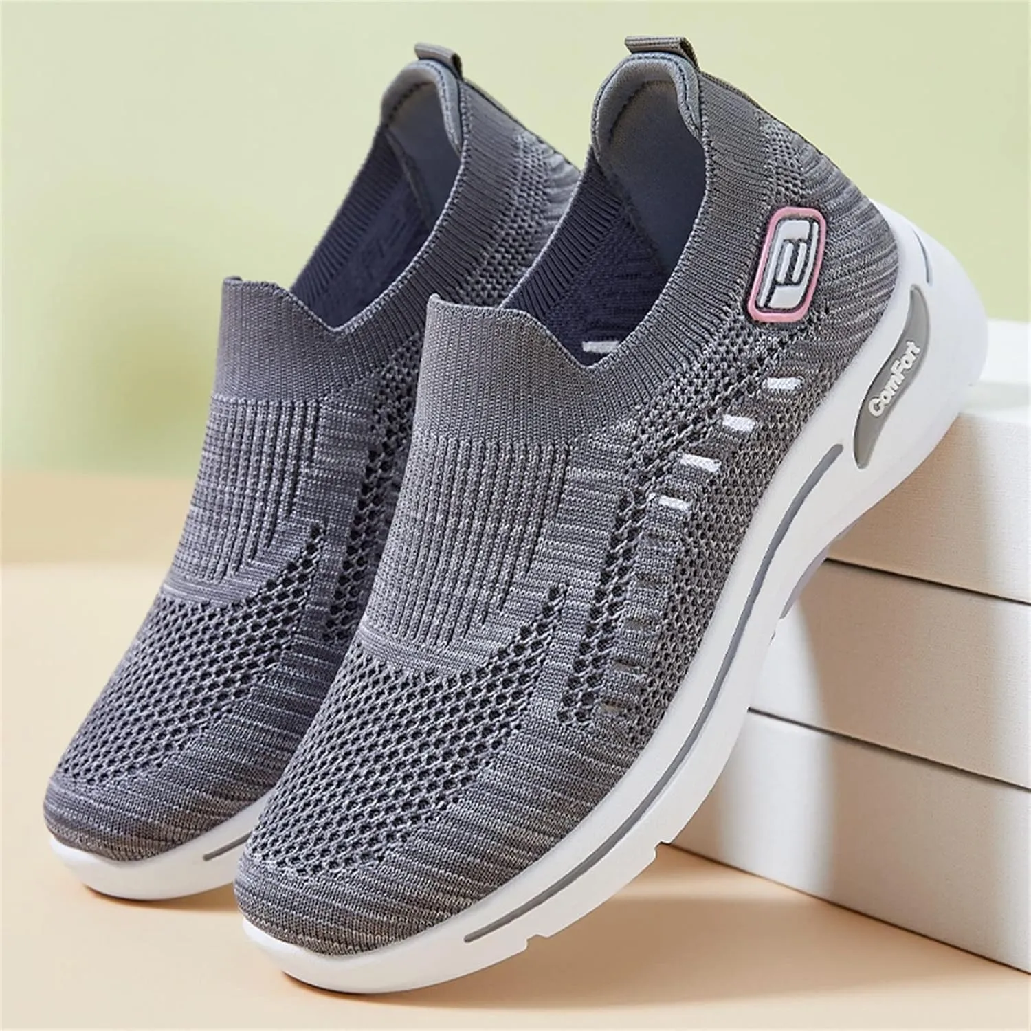 Orthopedic Shoes for Women Slip On Wide Width Sneakers Breathable Walking Shoes Trainers Comfortable Casual Athletic Shoes