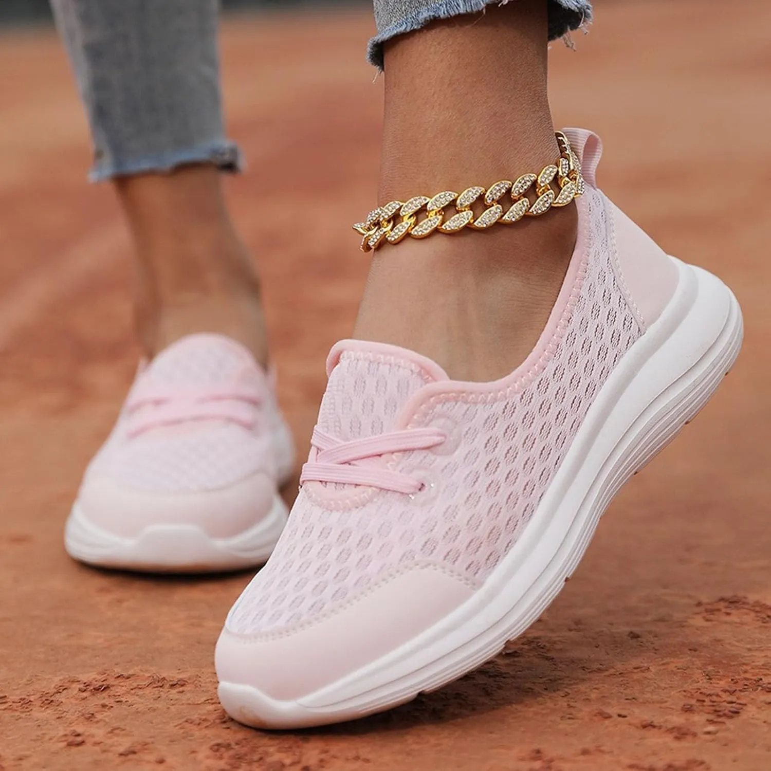 Orthopedic Shoes for Women Wide Width, Women's Casual Lightweight Soft Sole Mesh Comfort Orthopedic Shoes Slip On Non-Slip Walking Shoe Breathable Low Top Sneakers