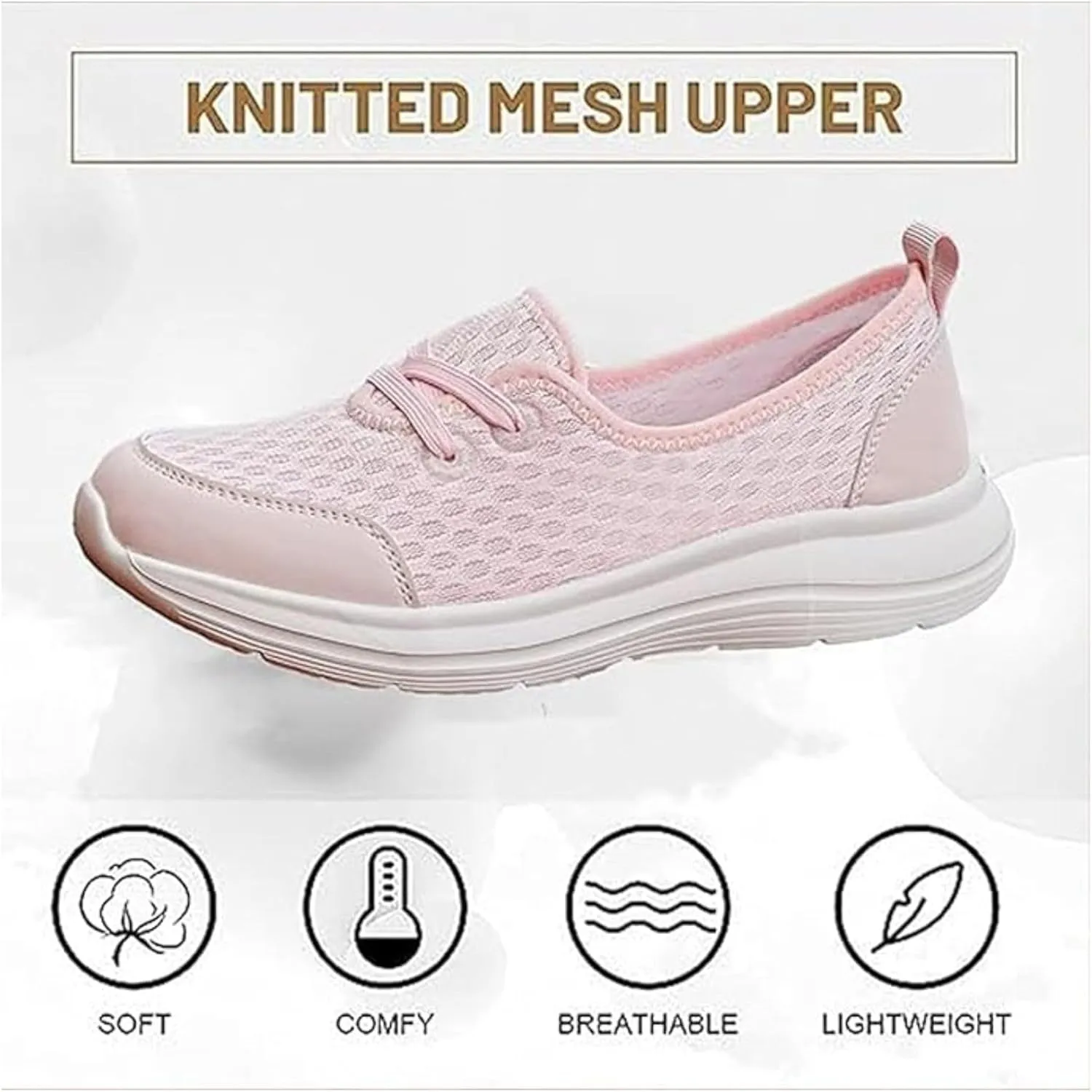 Orthopedic Shoes for Women Wide Width, Women's Casual Lightweight Soft Sole Mesh Comfort Orthopedic Shoes Slip On Non-Slip Walking Shoe Breathable Low Top Sneakers