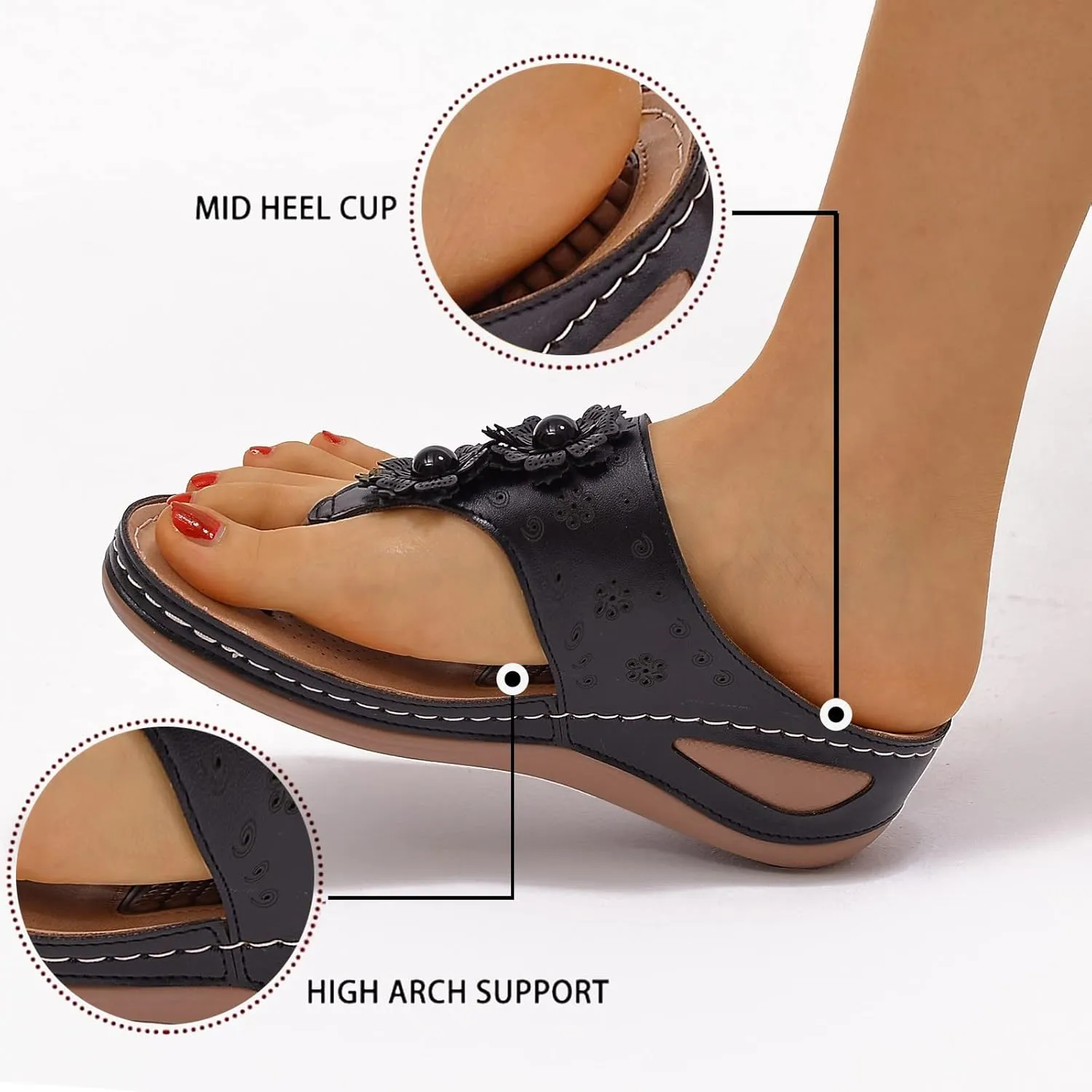 Orthopedic Slides for Women Adjustable Arch Support Recovery Sandals Thick Cushion Comfortable Walking Footwear Plantar Fasciitis Relief