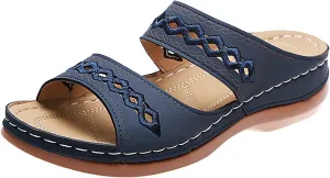 Orthopedic Slippers for Women with Hard Soles Orthotic Women Wedge Sandals Summer Comfort Sandals for Women Orthopedic Stylish Sandals with Arch Support for Woman Orthopedic Slip On Shoes for Women