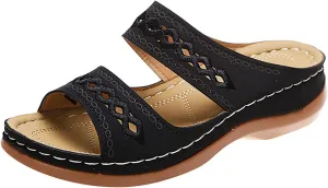 Orthopedic Slippers for Women with Hard Soles Orthotic Women Wedge Sandals Summer Comfort Sandals for Women Orthopedic Stylish Sandals with Arch Support for Woman Orthopedic Slip On Shoes for Women