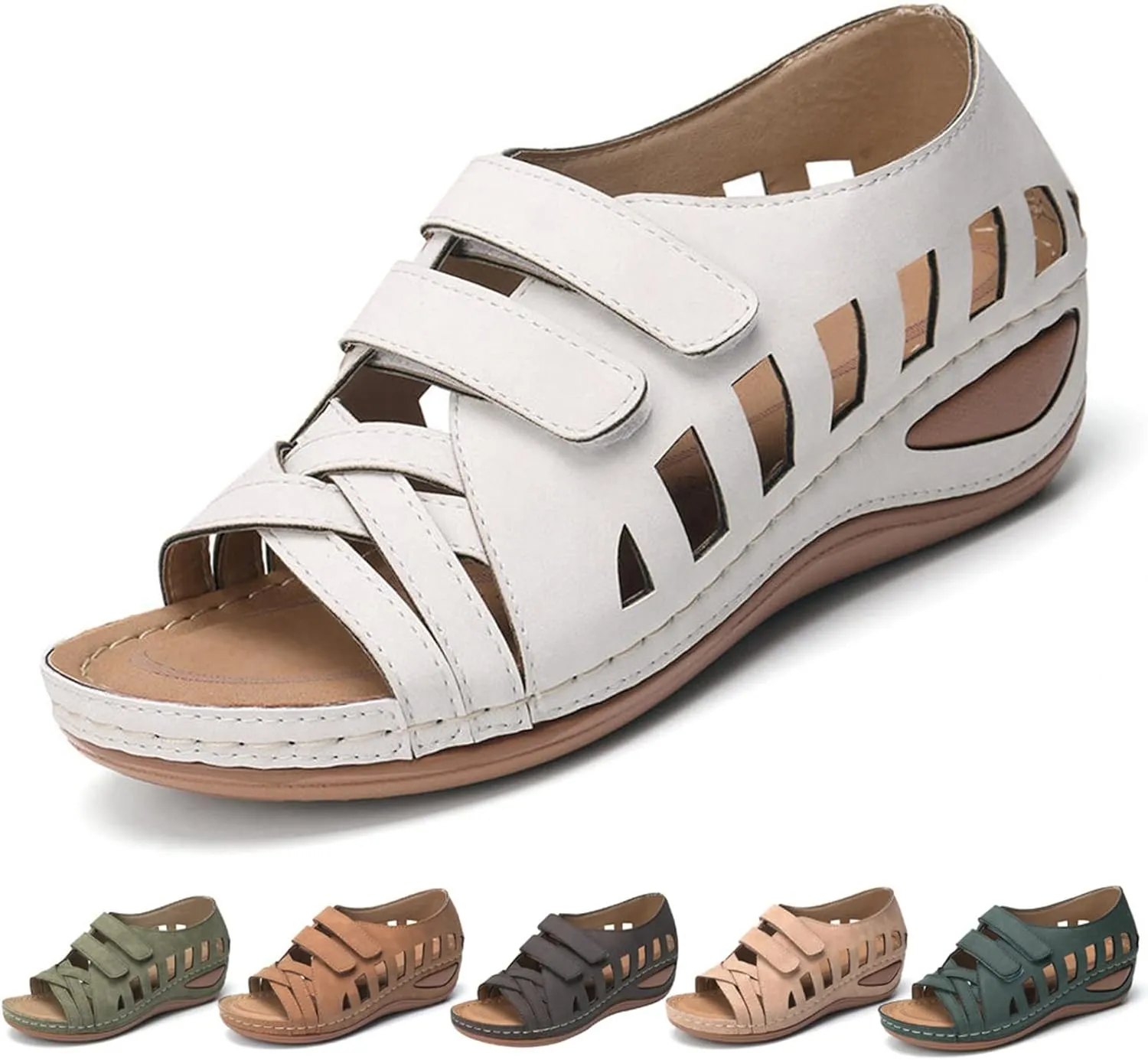 Orthopedic Summer Sandals for Women with Arch Support Walking Shoes Comfortable Adjustable Straps Lightweight Beach Casual Outdoor Plantar Fasciitis Relief