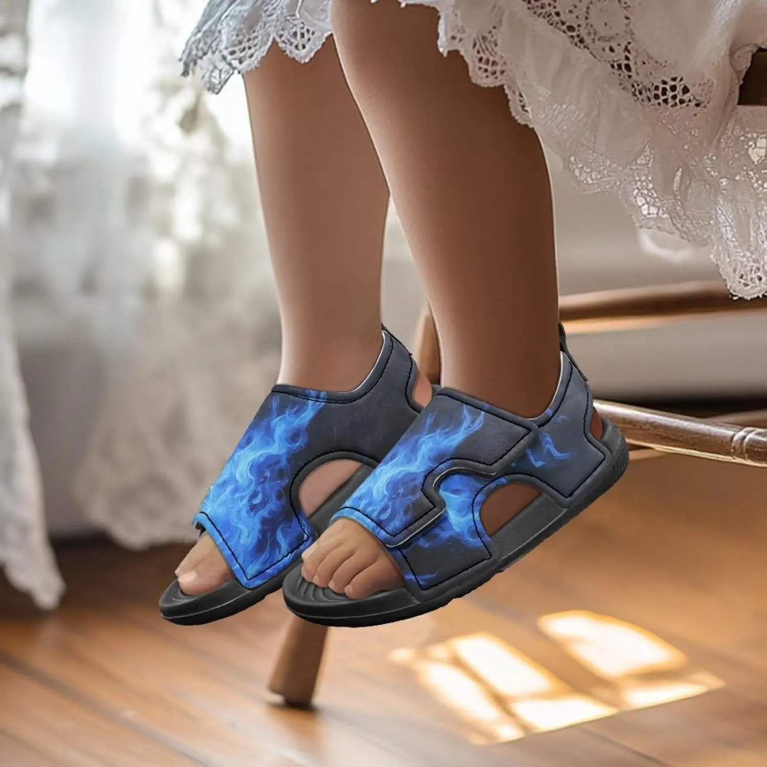 Pink Stripe Sandals Kids Girls Fashion Sport Athletic Sandals Lightweight Summer Beach Water Shoes for Toddler Adjustable