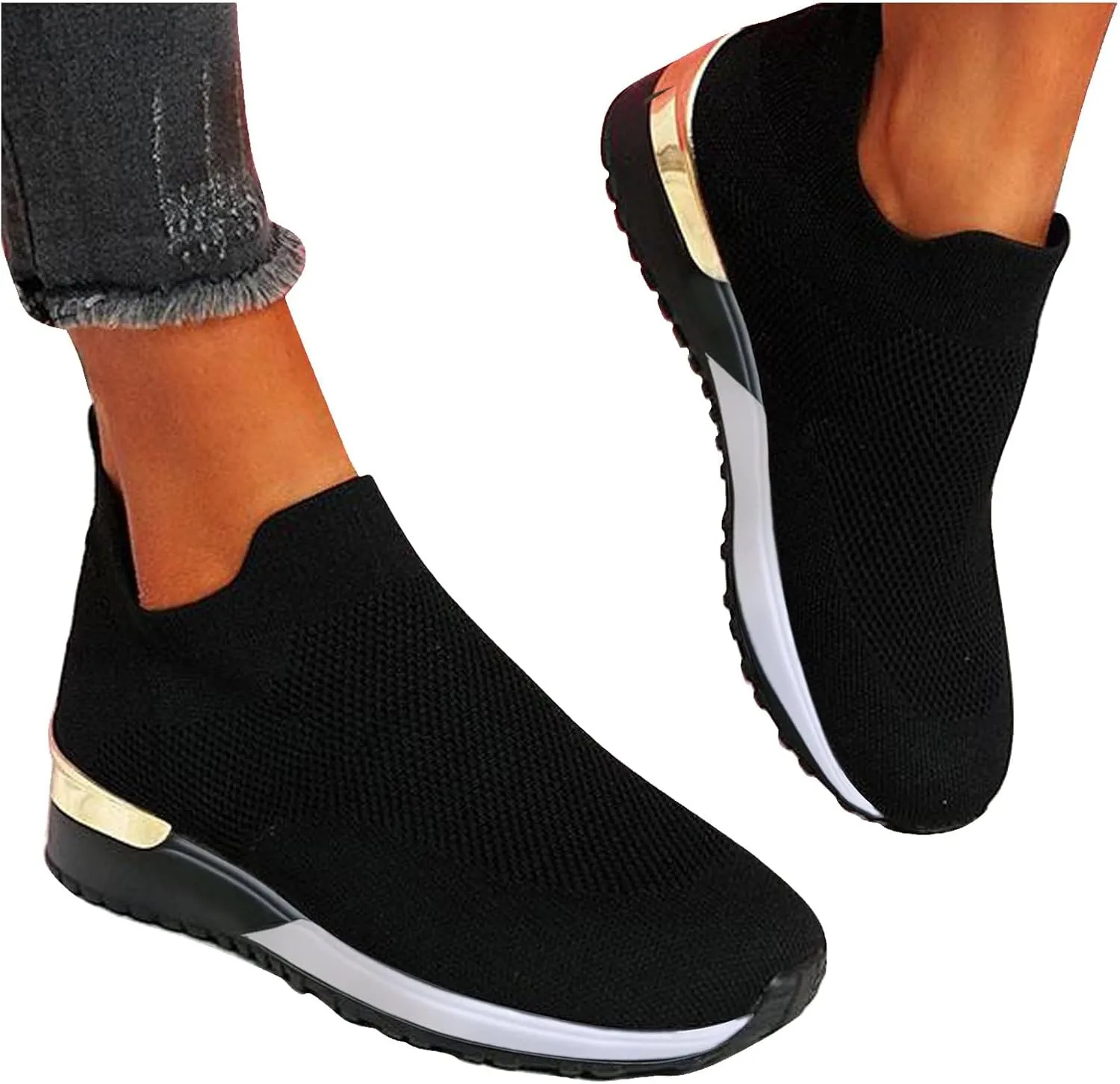 Running Shoes for Women Wide Width Black Slip On Sneakers Women Size 10 Women's Athletic Walking Shoes Trendy Platform Sneakers for Women 2023 Zapatos para Juanetes De Mujer