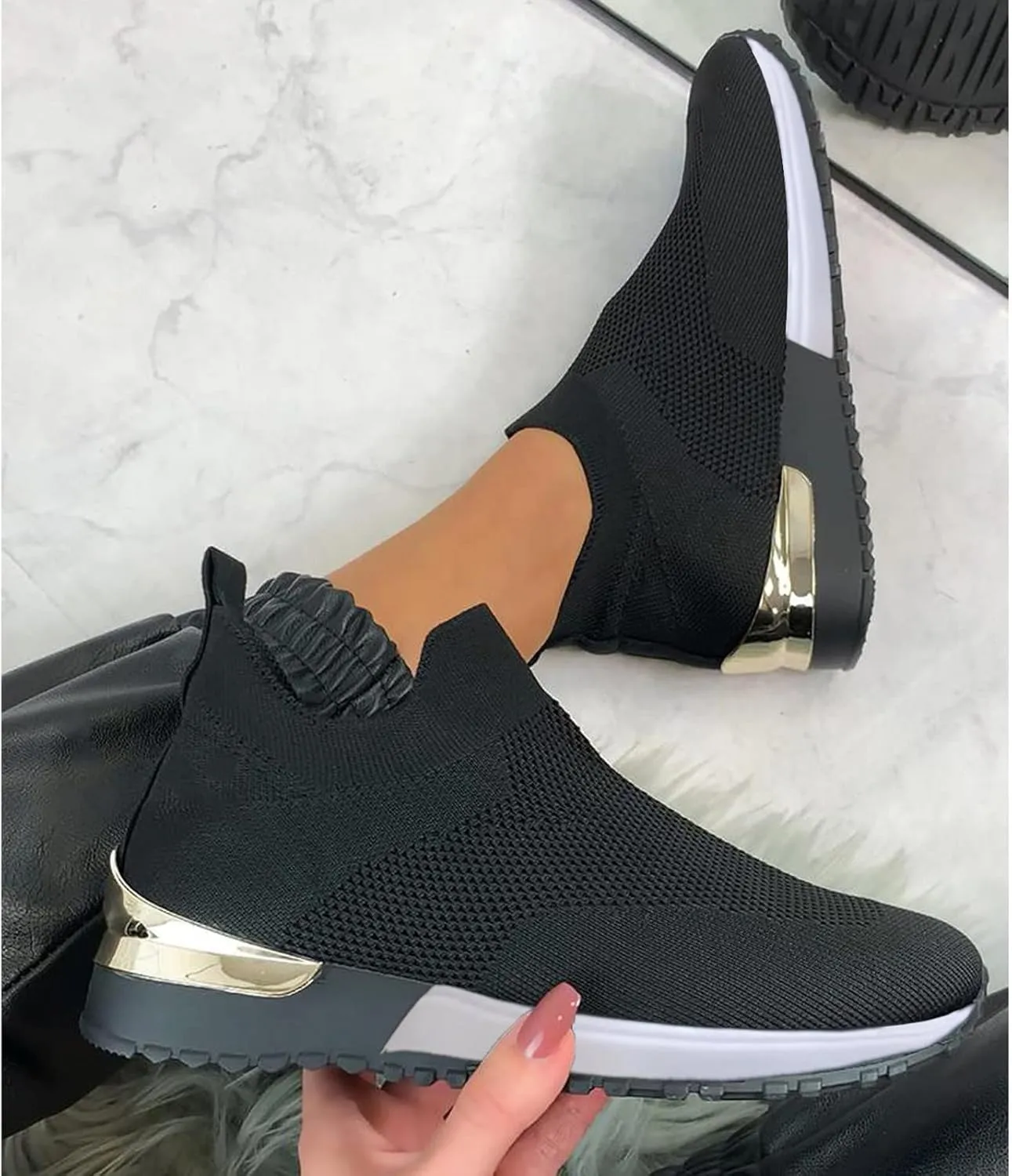Running Shoes for Women Wide Width Black Slip On Sneakers Women Size 10 Women's Athletic Walking Shoes Trendy Platform Sneakers for Women 2023 Zapatos para Juanetes De Mujer