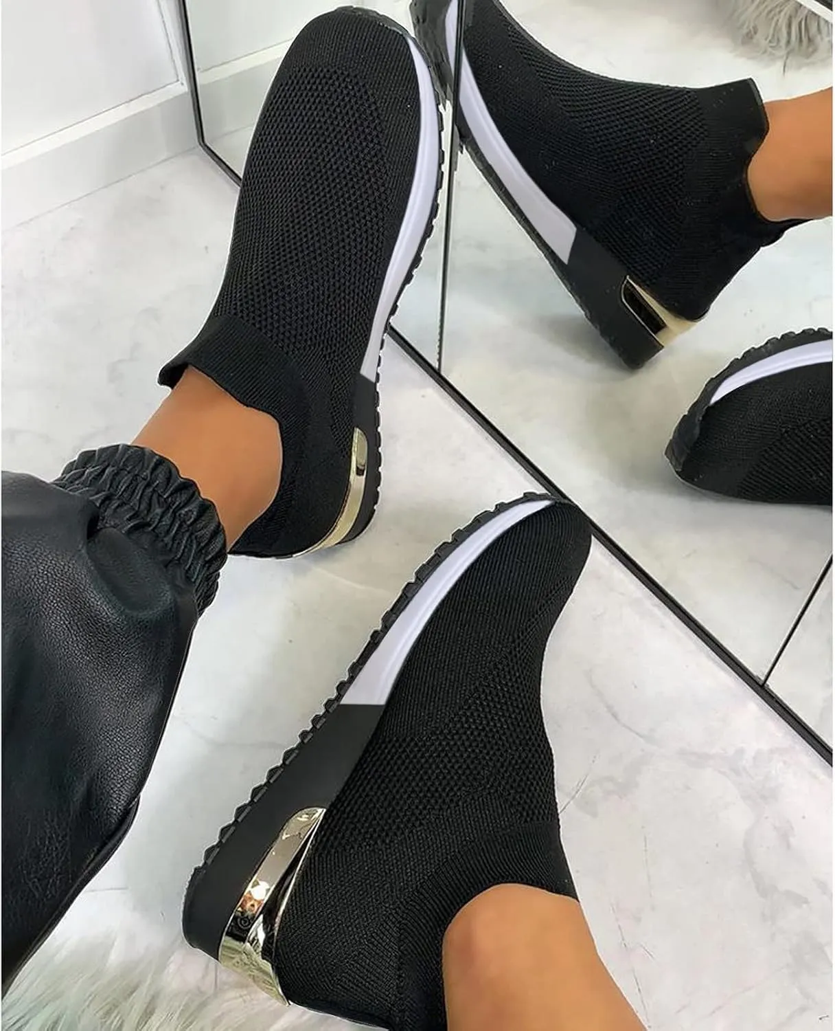 Running Shoes for Women Wide Width Black Slip On Sneakers Women Size 10 Women's Athletic Walking Shoes Trendy Platform Sneakers for Women 2023 Zapatos para Juanetes De Mujer