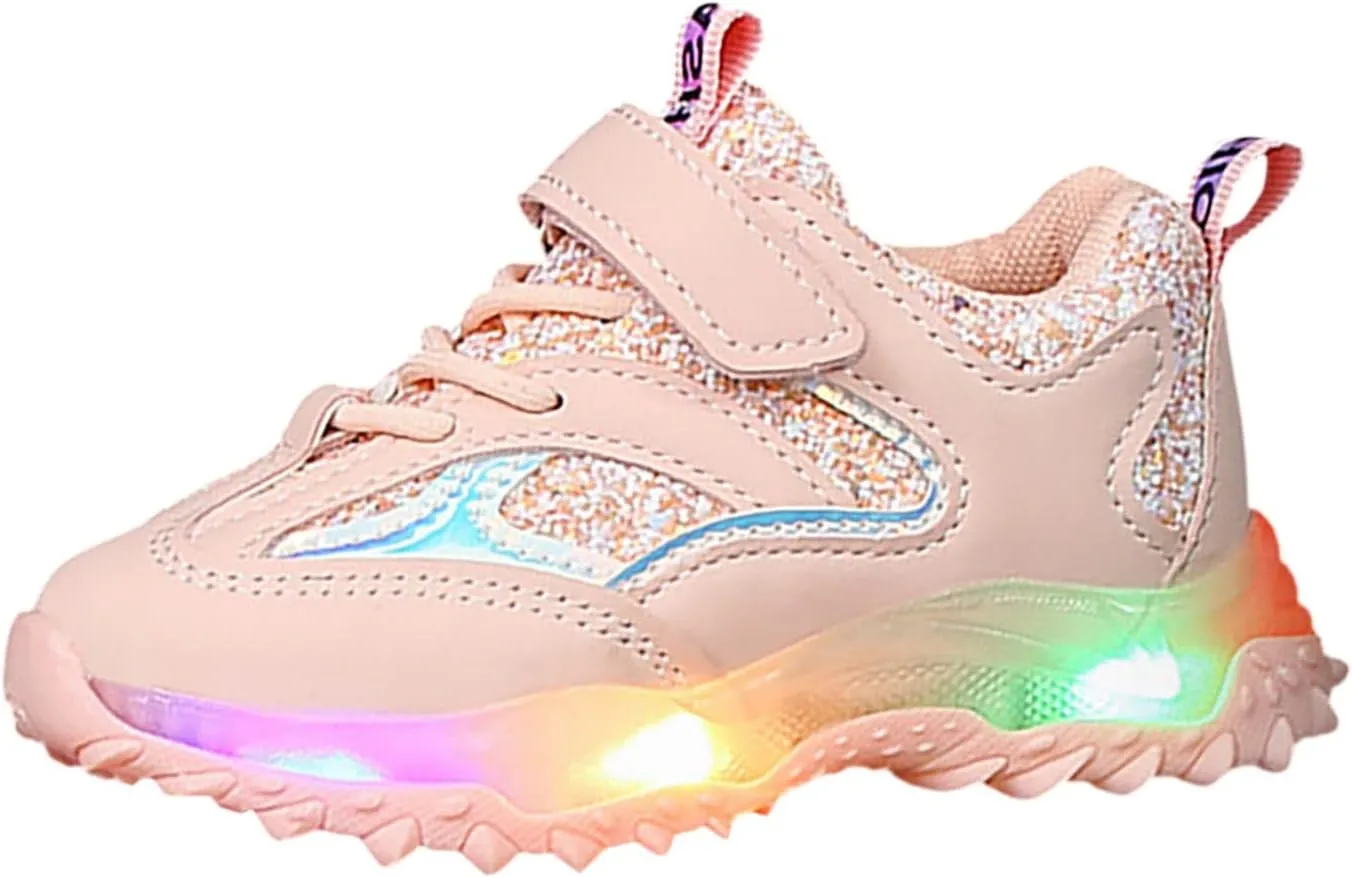 Running Shoes Toddler Boy Girl Led Luminous Fashion Sneakers Little Kids Solid Breathable Non-Slip Sport Shoes