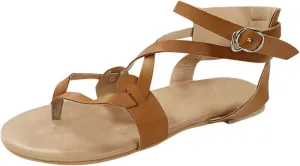 Sandals For Women Strappy Flat Sandals Flip Flops Clip Toe T-Strap Sandal Shoes for Beach Ankle Strap Sandals