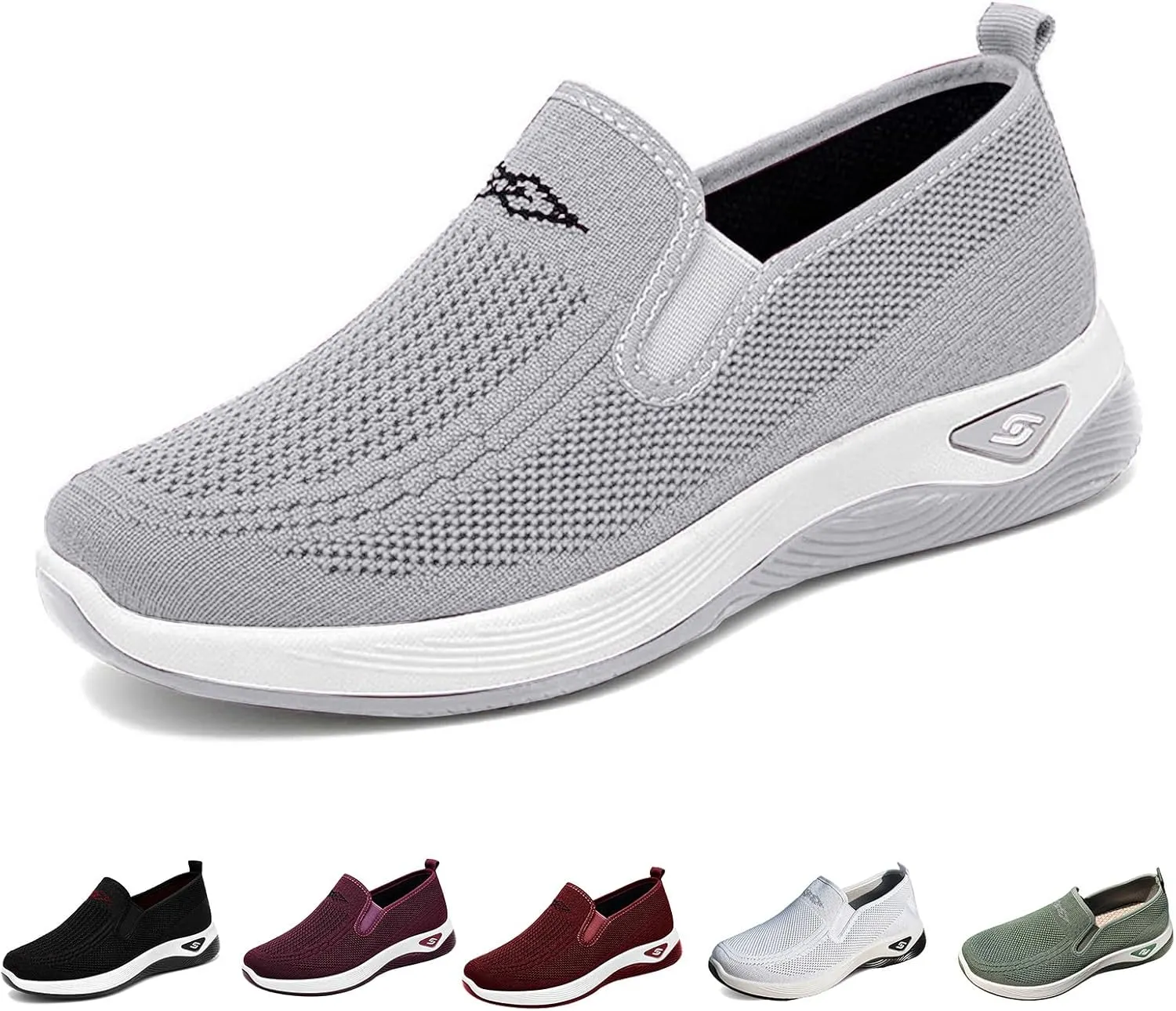 Slip On Sneakers Women Breathable Mesh Slip On Walking Shoes Comfortable Nurse Shoes Lightweight Loafers Drving Tennis Shoe for Women Men Jogging Athletics Sneakers