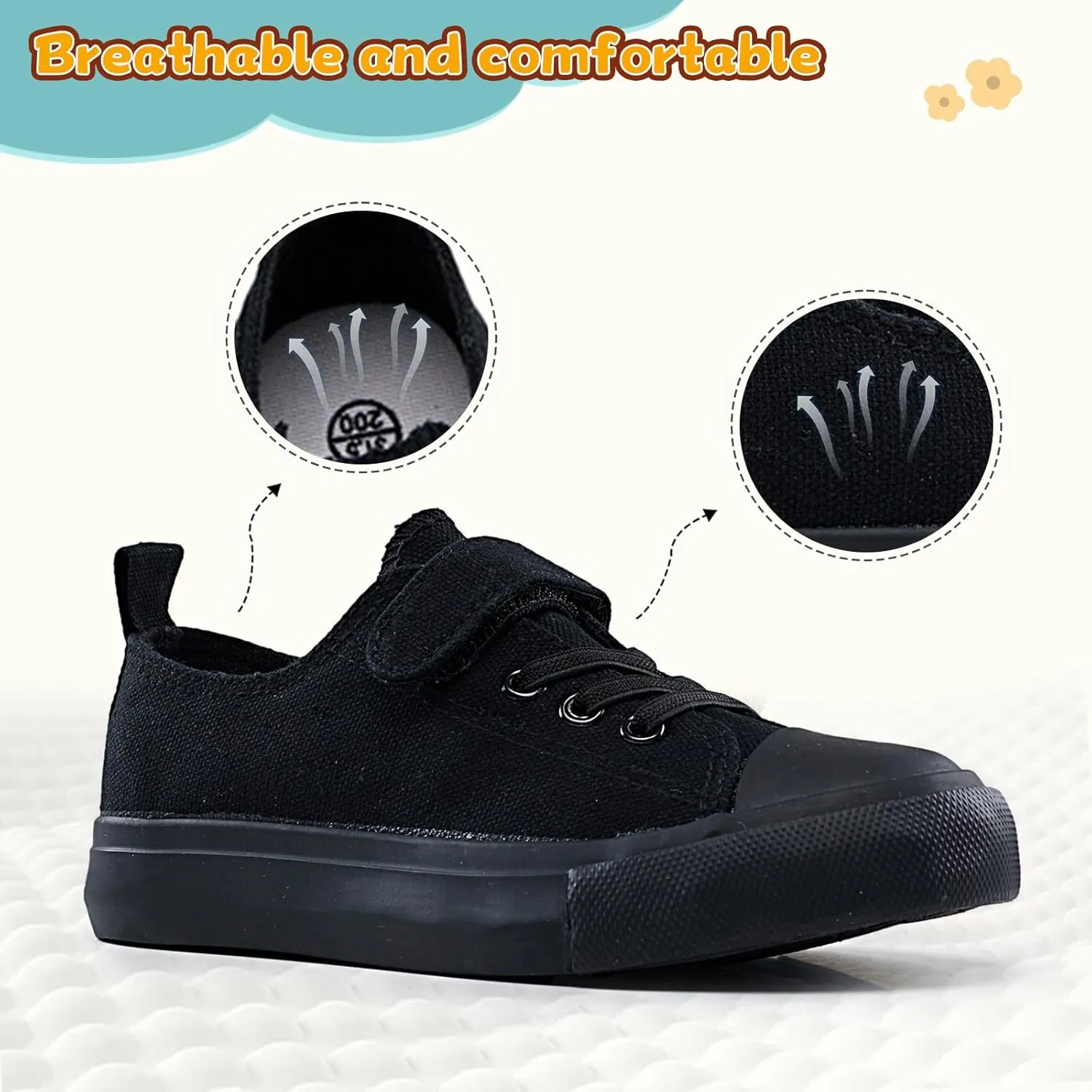 Toddler Shoes for Boys Girls, Kids Canvas Sneakers Classic Adjustable Strap Lace Up Comfortable Lightweight Running Walking Casual Shoes