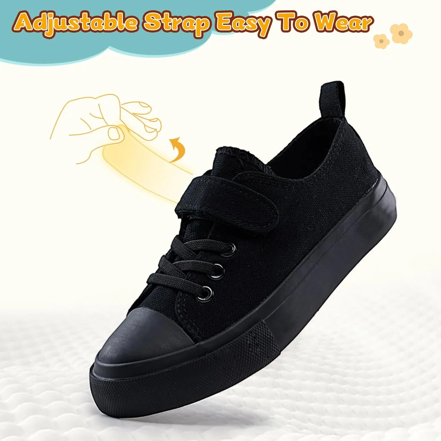 Toddler Shoes for Boys Girls, Kids Canvas Sneakers Classic Adjustable Strap Lace Up Comfortable Lightweight Running Walking Casual Shoes