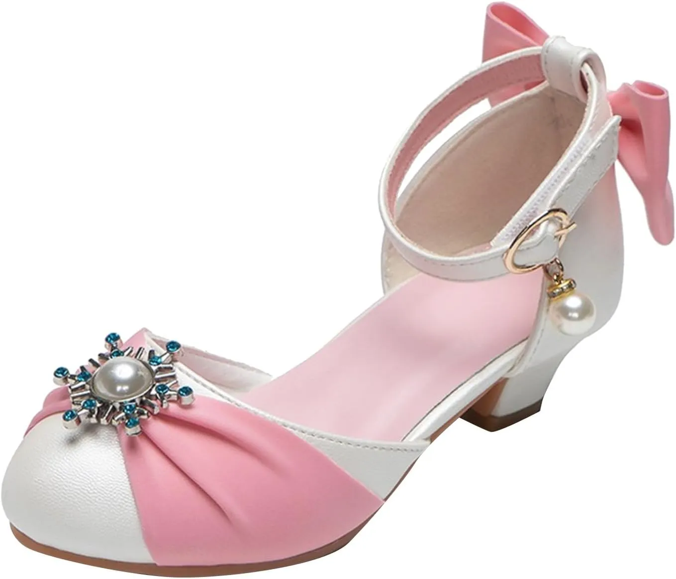 Trendy Elegant Bowknot High Heel Shoes for Girls Lightweight Non Slip Soft Bottom Dress Shoes for Girls Slippers Size 12