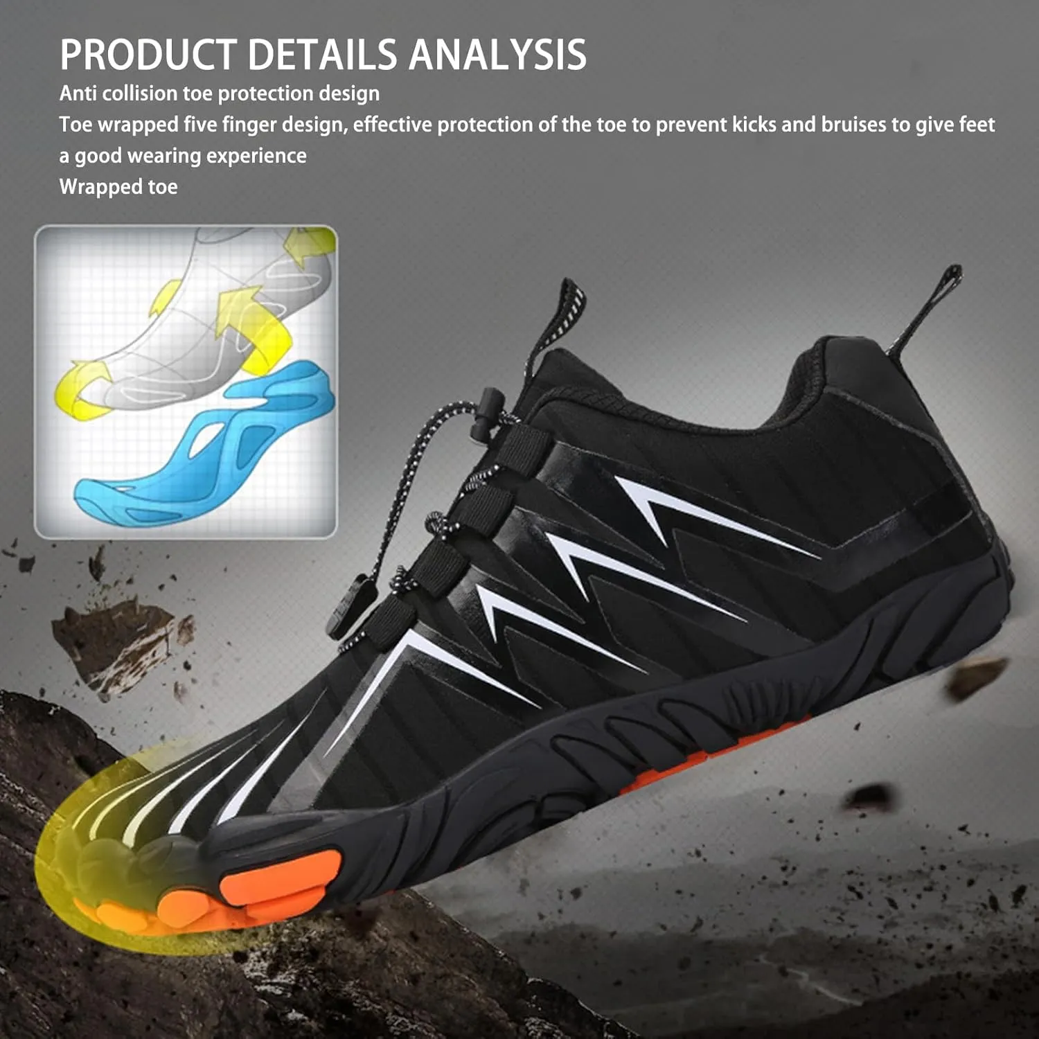 VBESTLIFE 1 Pair Black Men's Outdoor Hiking Shoes Breathable Sports Shoes Hiking Cross Country Climbing Shoes
