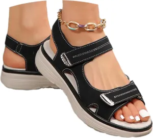 Walking Sandals Women Arch Support Dressy Summer Comfortable Orthopedic Sandals Wide Width Dress Shoes Soft Cushion Foam Wedges Comfy Recovery Hiking Sandal Best Walking Shoes for Plantar Fasciitis