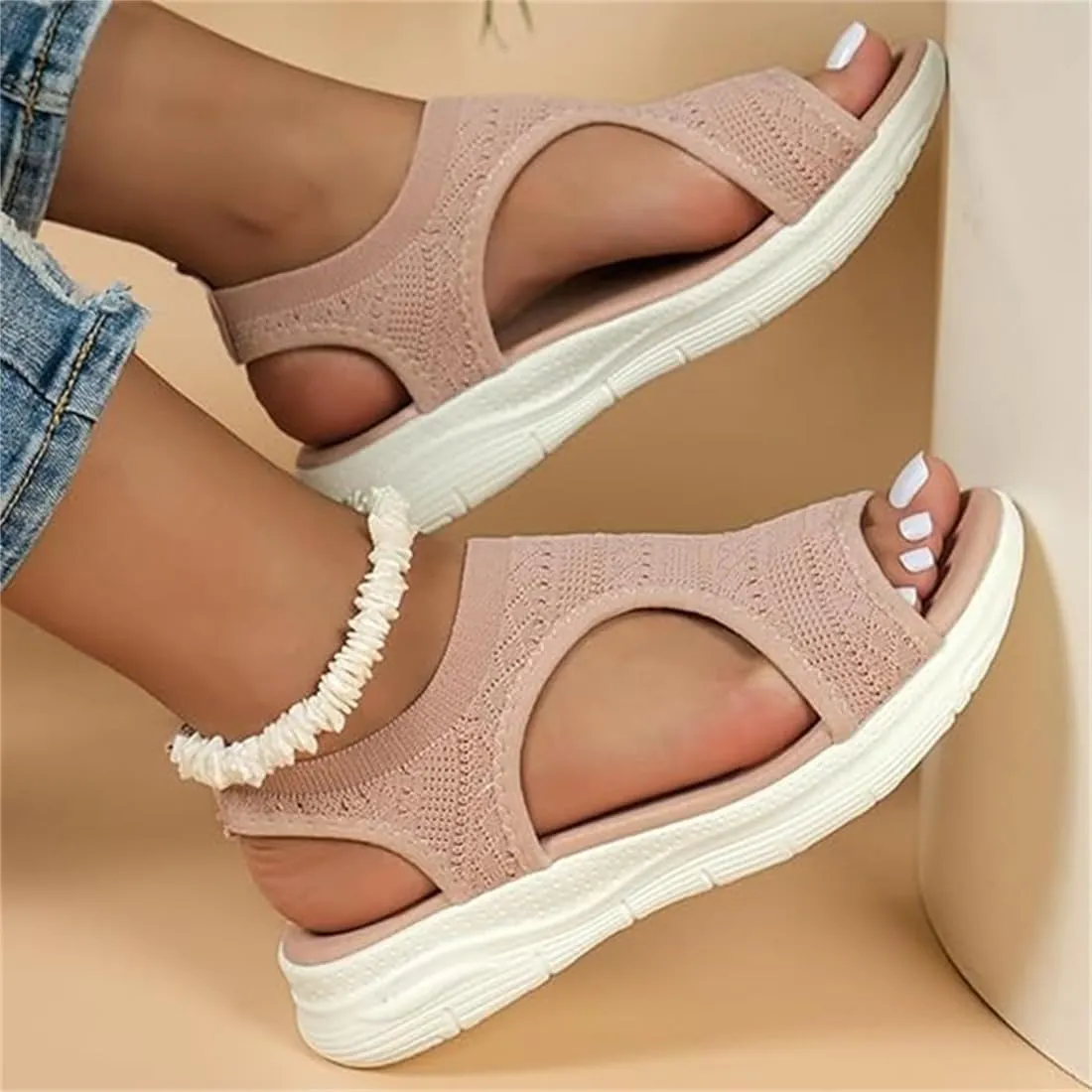 Washable Slingback Orthopedic Slide Sport Sandals, Summer Breathable Mesh Lightweight Orthopedic Platform Open Toe Sneaker Sandals with Arch Support Wide Non Slip Shoes