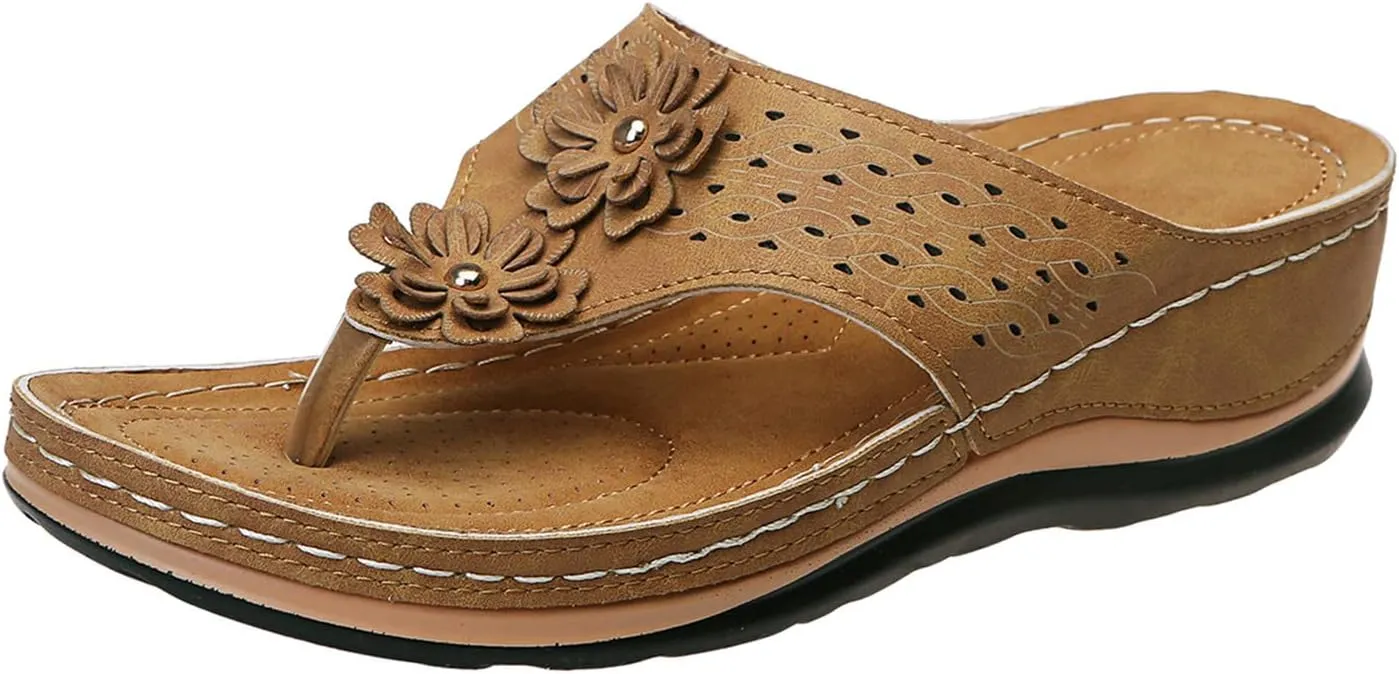 Wedge Sandals for Women Orthopedic Sandals with Arch Support Wedges Thong Sandals Slides Open Toe Flip Flops Sandals
