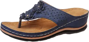 Wedge Sandals for Women Orthopedic Sandals with Arch Support Wedges Thong Sandals Slides Open Toe Flip Flops Sandals