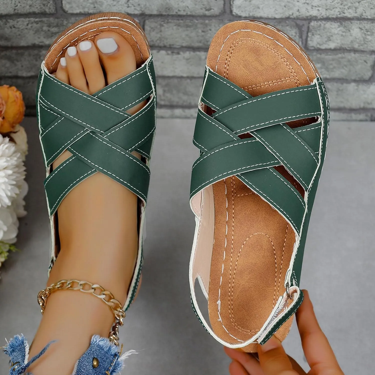 Wedge Sandals for Women Summer Orthopedic Comfort Walking Shoes Wide Width Platform Shoes Beach Outdoor Roman Sandals