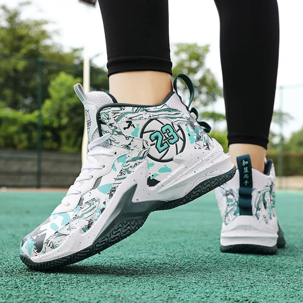 WILTENA Unisex Fashion Anti Slip Basketball Shoes Womens Colorful Painting Sports Casual Shoes Mens Outdoor Running Tennis Sneakers